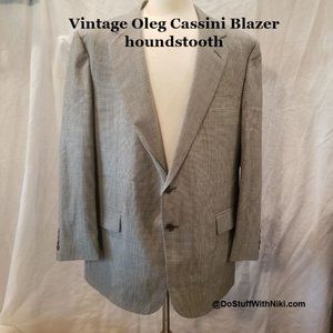 Vintage Oleg Cassini houndstooth mens sport jacket VGC 46r